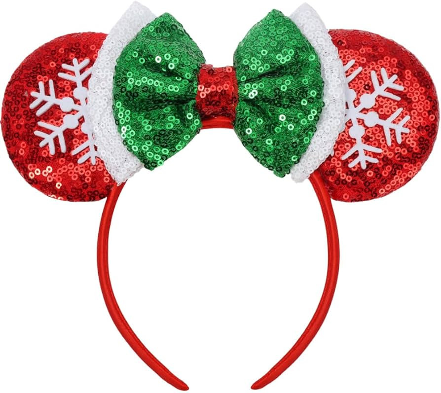 ETLUK Christmas Ears - Mouse Ears for Women, Adults & Girls; Layered Bow Headbands for Parties & ... | Amazon (US)