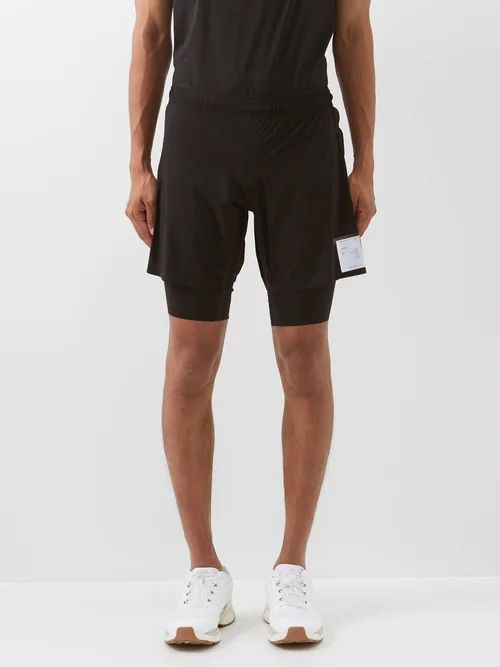 Satisfy - Layered-tight Jersey Trail Running Shorts - Mens - Black | Matches (US)