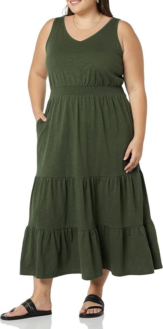 Amazon Essentials Women's Sleeveless Elastic Waist Summer Maxi Dress | Amazon (US)