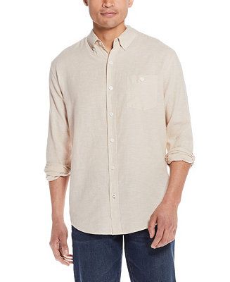 Men's Linen Cotton Long Sleeve Button Down Shirt | Macys (US)