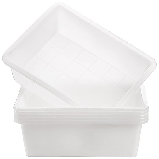 Dicunoy 6 Pack Commercial Bus Tubs, 9L Plastic Dish Pan Basin, White Rectangle Wash Basins Bus Bo... | Amazon (US)