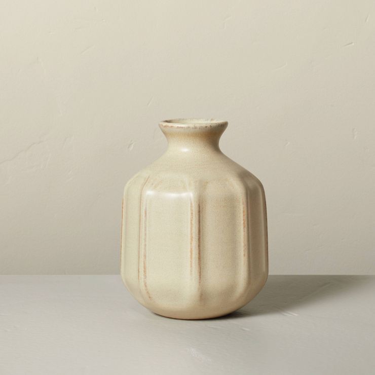 Faceted Ceramic Vase Taupe - Hearth & Hand™ with Magnolia | Target