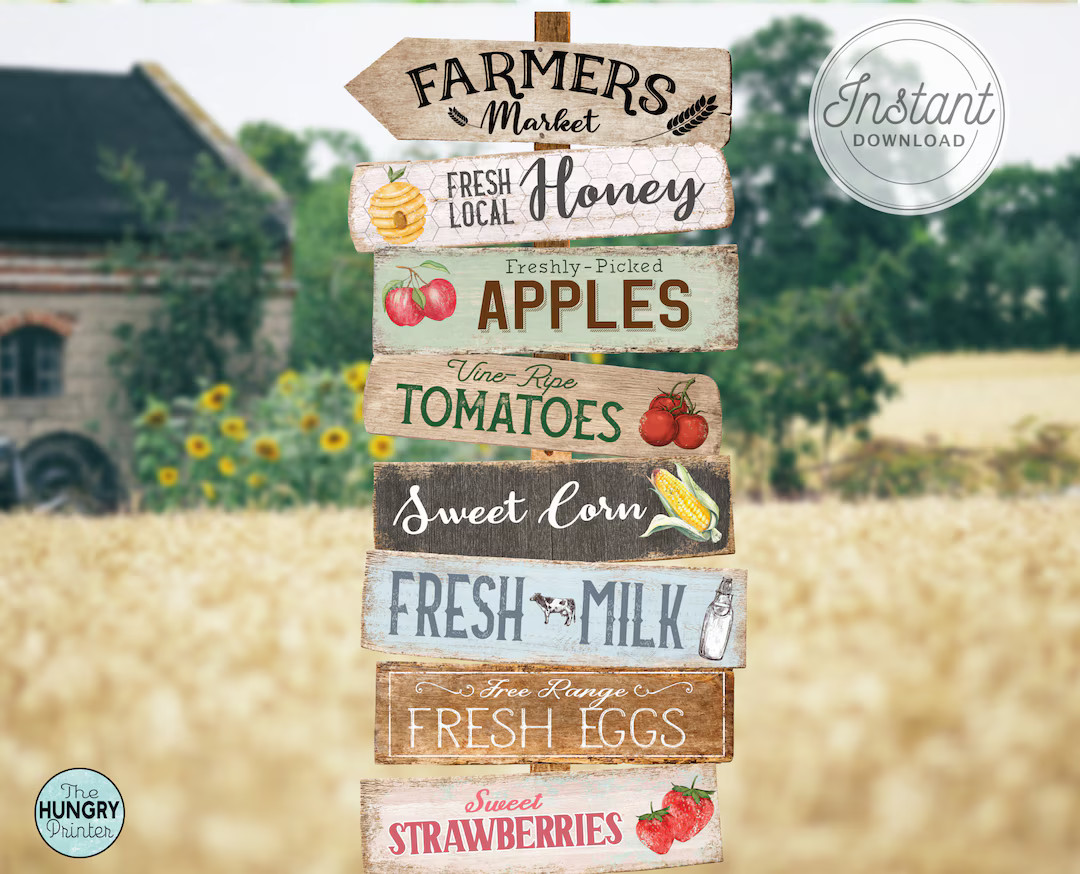 Farmers Market Sign, Farmers Market Birthday, Directional Signs, Farm Stand Sign, Farmers Market ... | Etsy (US)