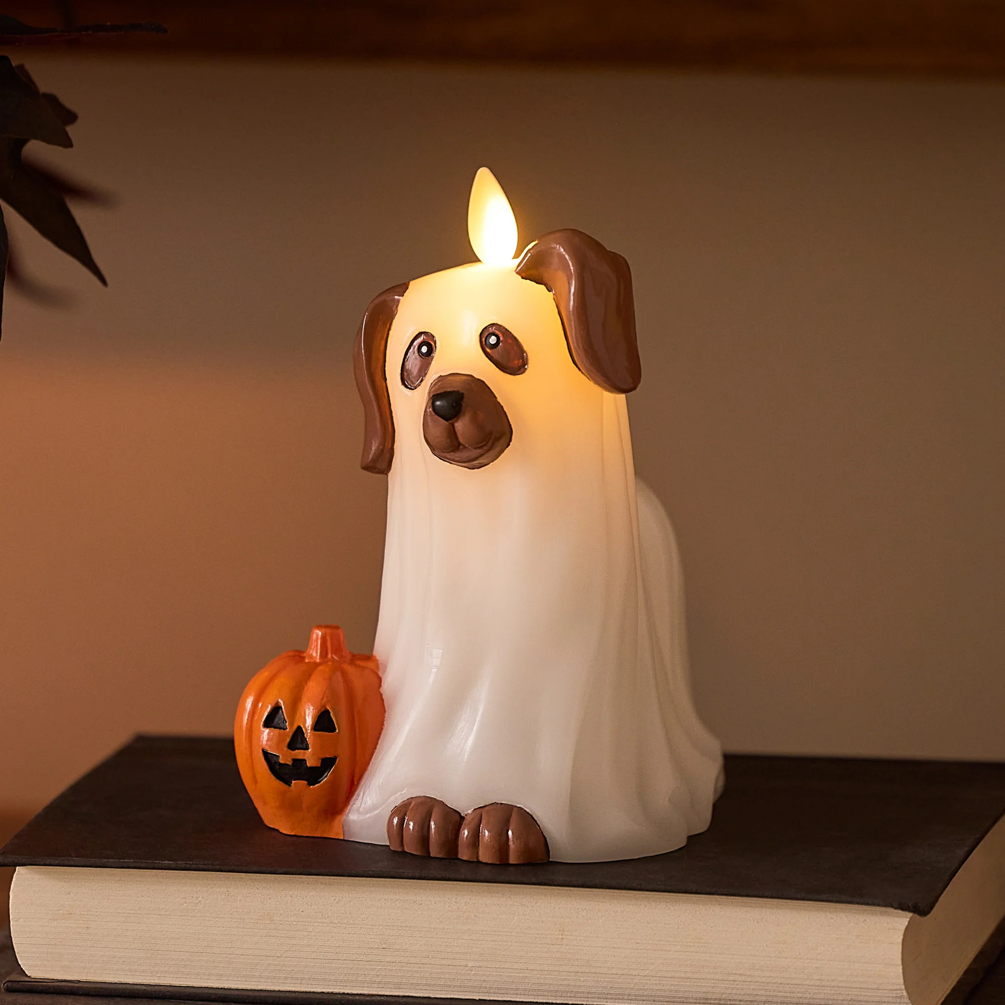 Bright White Flameless Candle Ghost Dog | Luminara