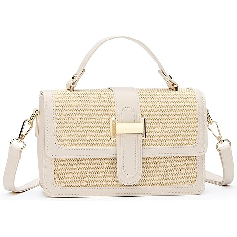 KKXIU Top Handle Straw Purse for Women, Summer Straw Crossbody Bag, Handbag Shoulder Clutch Beach... | Amazon (US)