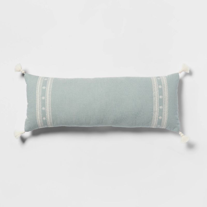 Oversized Oblong Embroidered Decorative Throw Pillow Light Teal Blue - Threshold™ | Target