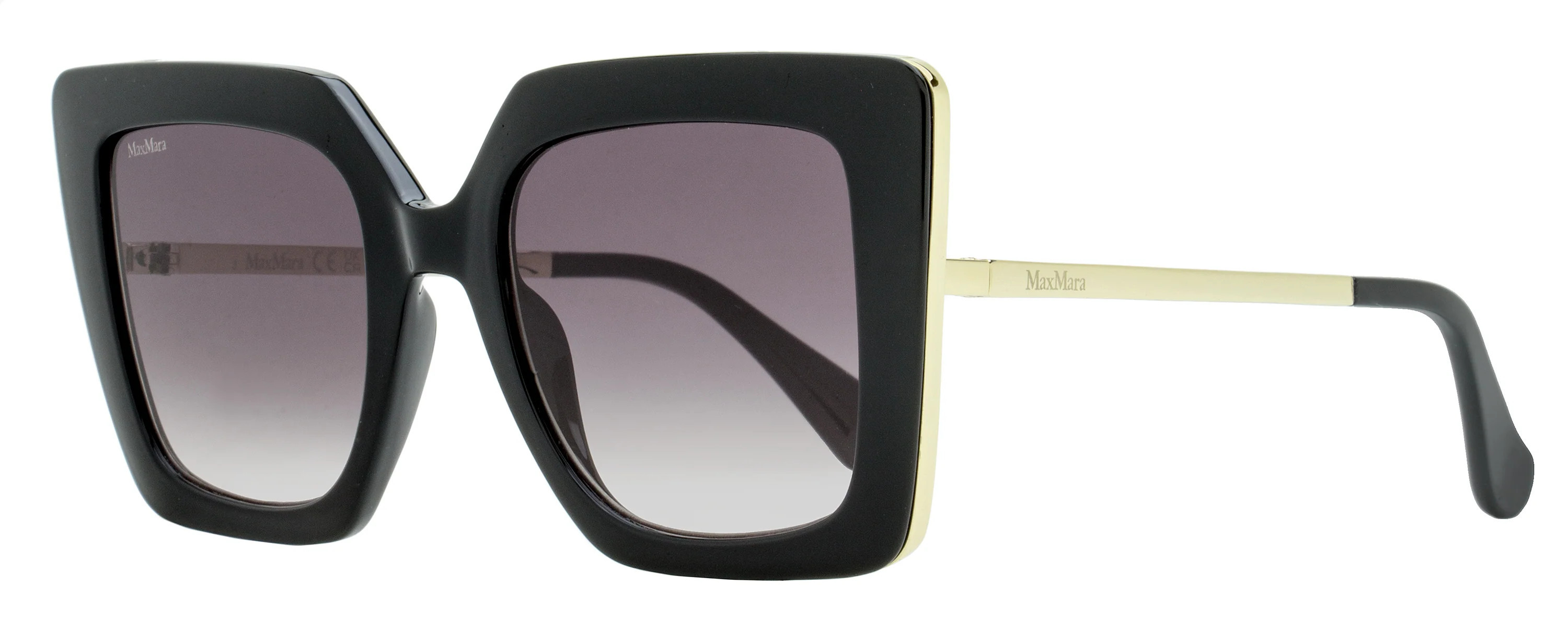 Max Mara Women's Design4 Sunglasses MM0051 01B Black/Gold 52mm | Shop Simon