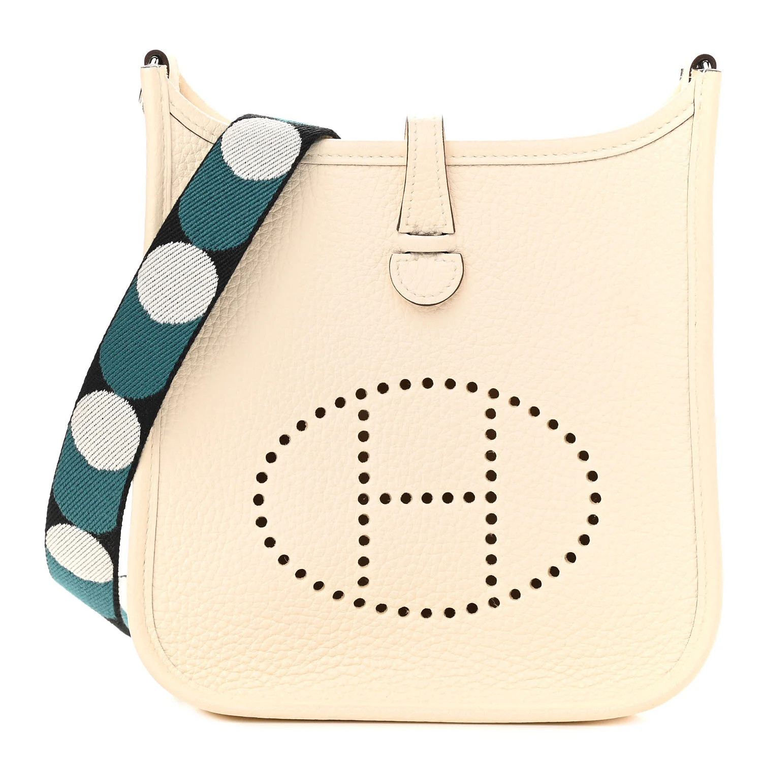 HERMES Taurillon Clemence Flipperball Sangle Evelyne TPM Nata Black Vert Bosphore | FASHIONPHILE | Fashionphile