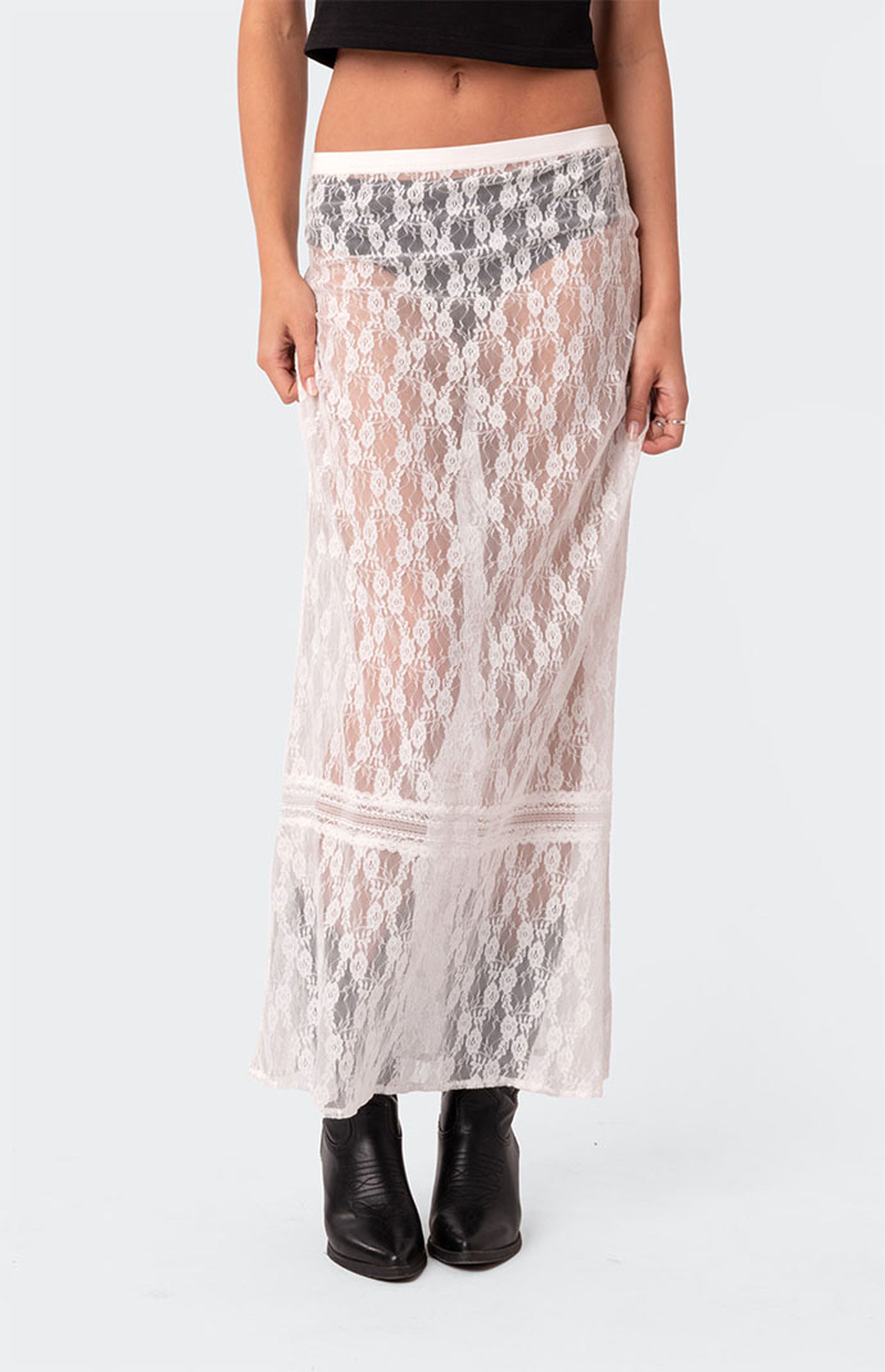 Edikted Sandra Sheer Lace Maxi Skirt | PacSun