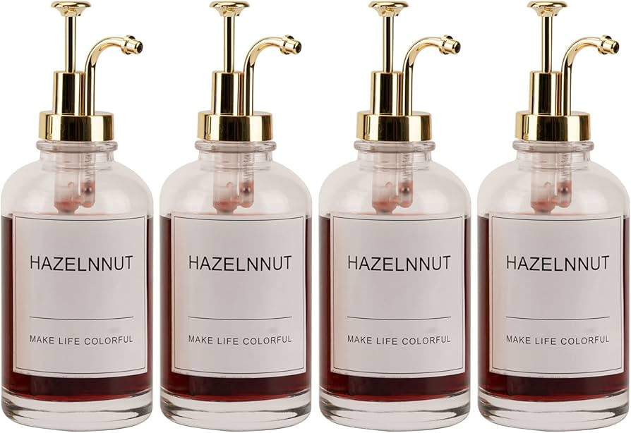 MSTCMZP Coffee Syrup Dispenser 4 Pack Coffee Bar Accessories for Coffee Bar,500ML Glass Coffee Sy... | Amazon (US)