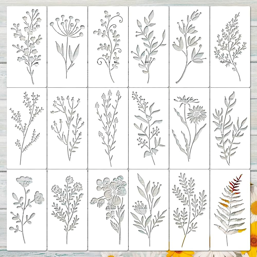 Keluna Plant Leaves Stencils for Painting, 18 Pcs Reusable Stencils Crafts Template DIY Art Scrap... | Amazon (US)