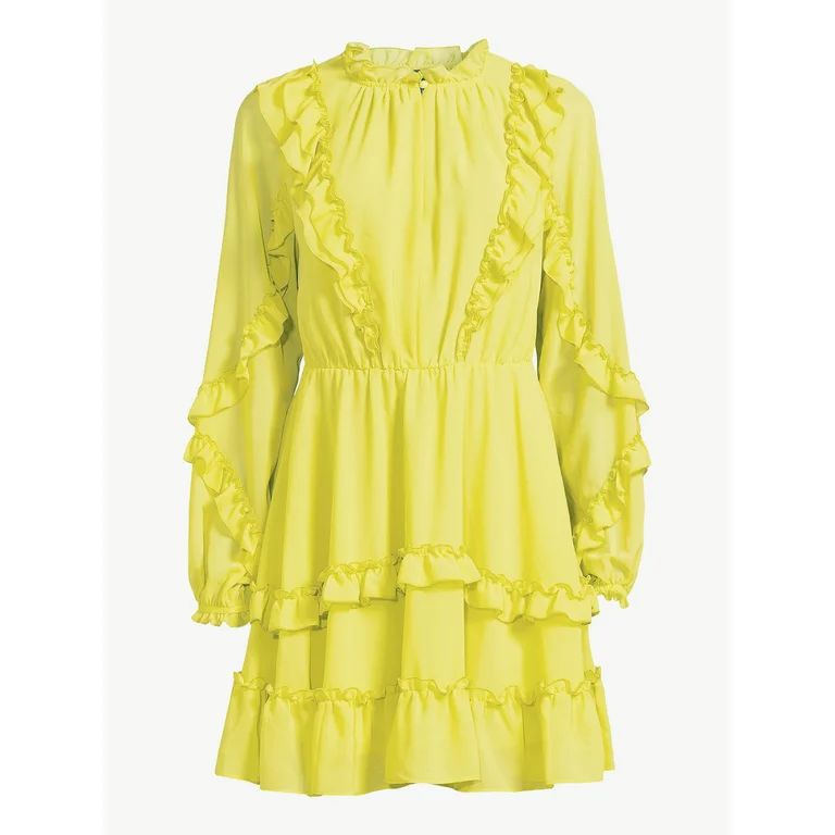 Scoop Women's Long Sleeve Ruffle Mini Dress | Walmart (US)