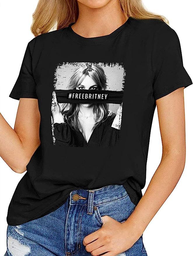 MONDAYSTYLE Women's Fashion T-Shirts - Free Britney FreeBritney Hashtag FreeBritney Gift Shirt - ... | Amazon (US)