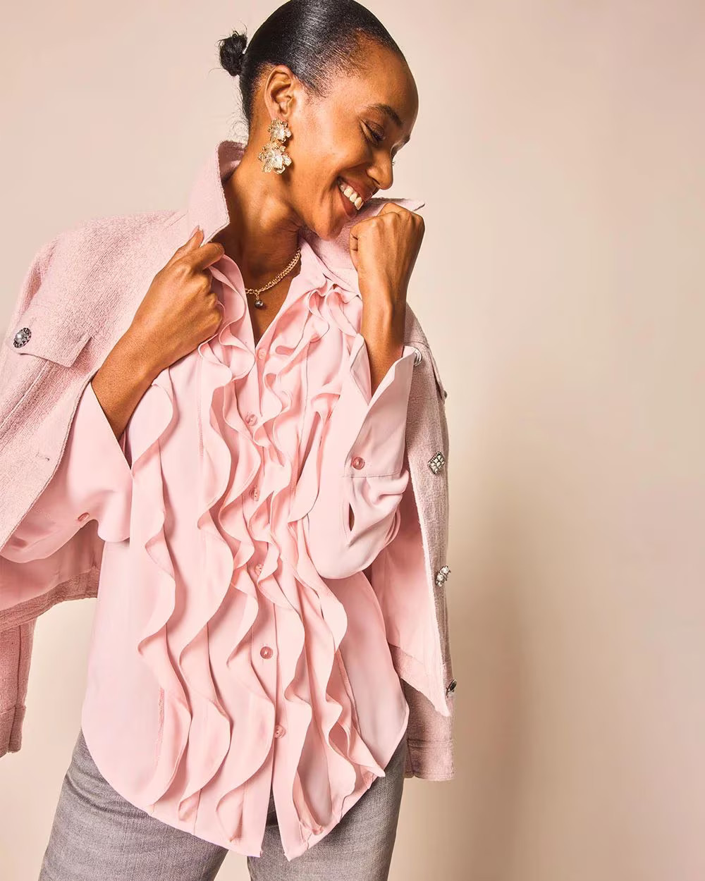 Ruffle-Trim Chiffon Blouse | Chico's