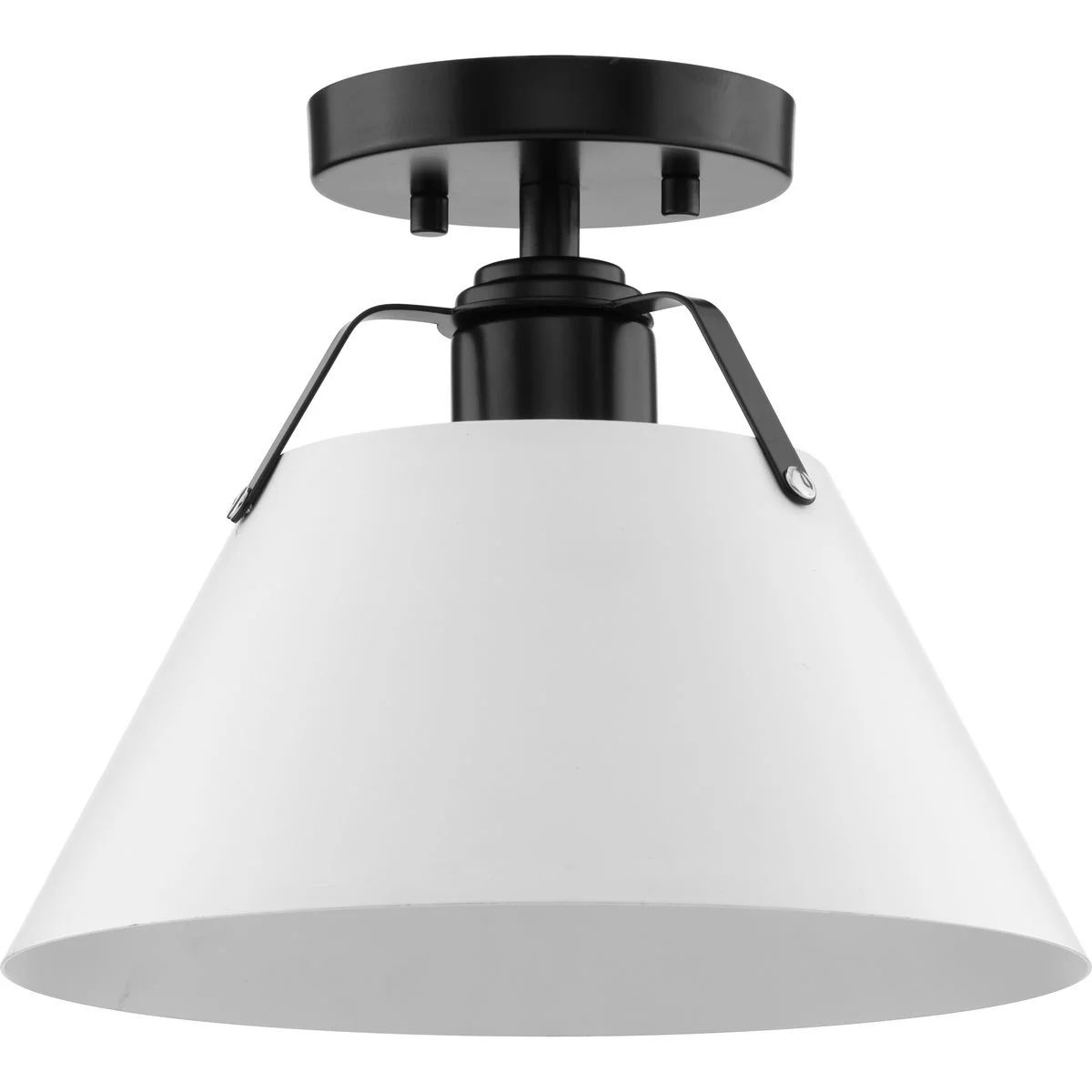 Avec Avery Collection 11.1" Modern Craftsman Matte Black Semi Flush Mount with White Metal Shade ... | Walmart (US)