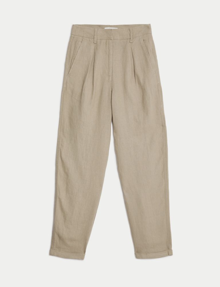 Pure Linen Tapered Trousers | Marks & Spencer (UK)