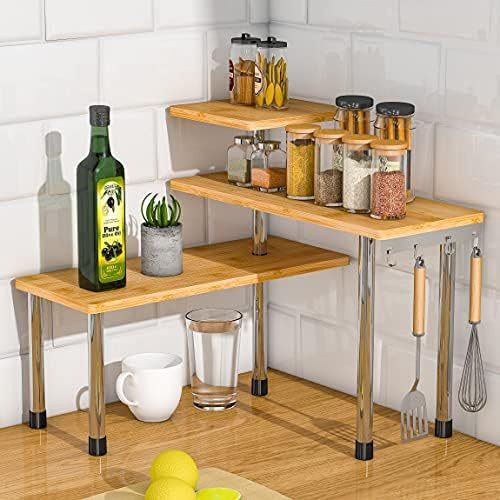 ZHWS Kitchen Countertop Organizer Corner Shelf - 3 Tier Bathroom Storage Display Counter Shelves ... | Amazon (US)