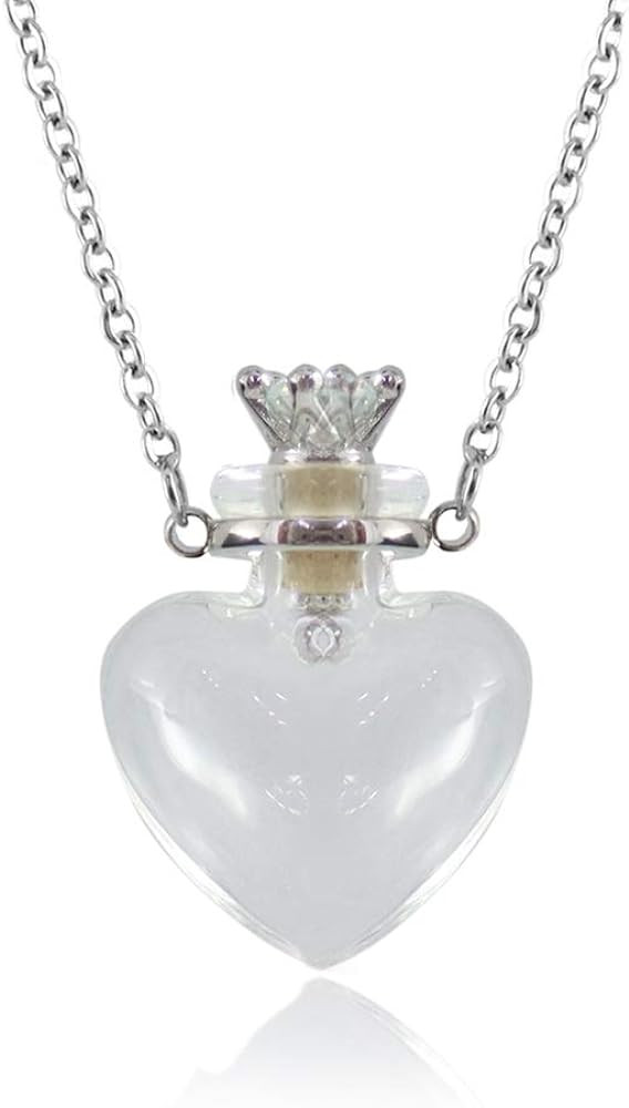 1PC Clear Heart Vial Perfume Bottle Necklaces Stainless Steel Chain Make a Wish blood vial neckla... | Amazon (US)