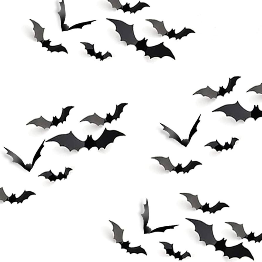 KUUQA Halloween Party Decoration Decal Wall Sticker DIY PVC 3D Decorative Bats 24 Pieces | Amazon (UK)