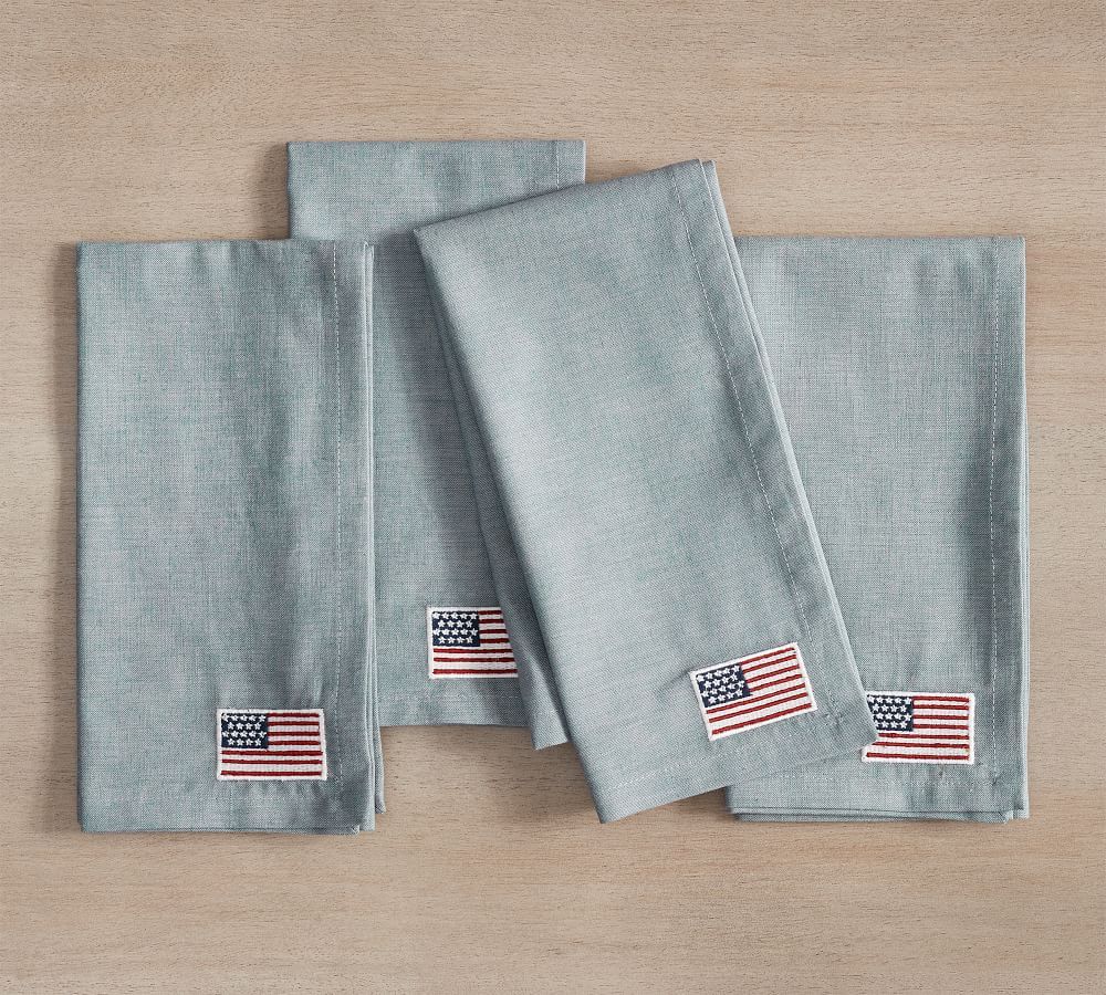 American Flag Solid Cotton/Linen Napkins - Set of 4 | Pottery Barn (US)