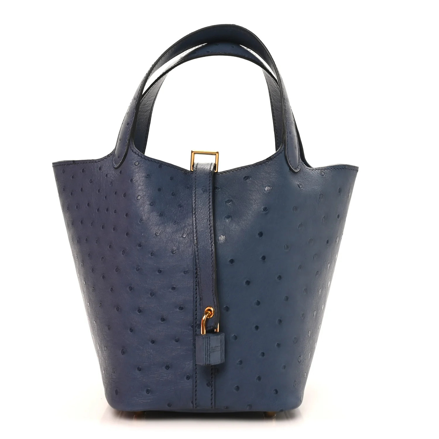 Ostrich Picotin Lock 18 Bleu Roi | FASHIONPHILE (US)