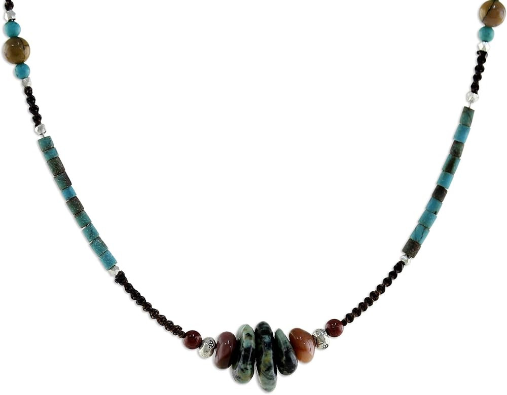 NOVICA Artisan Handmade Multigemstone Beaded Necklace Fair Trade Calcite Reconstituted Turquoise ... | Amazon (US)