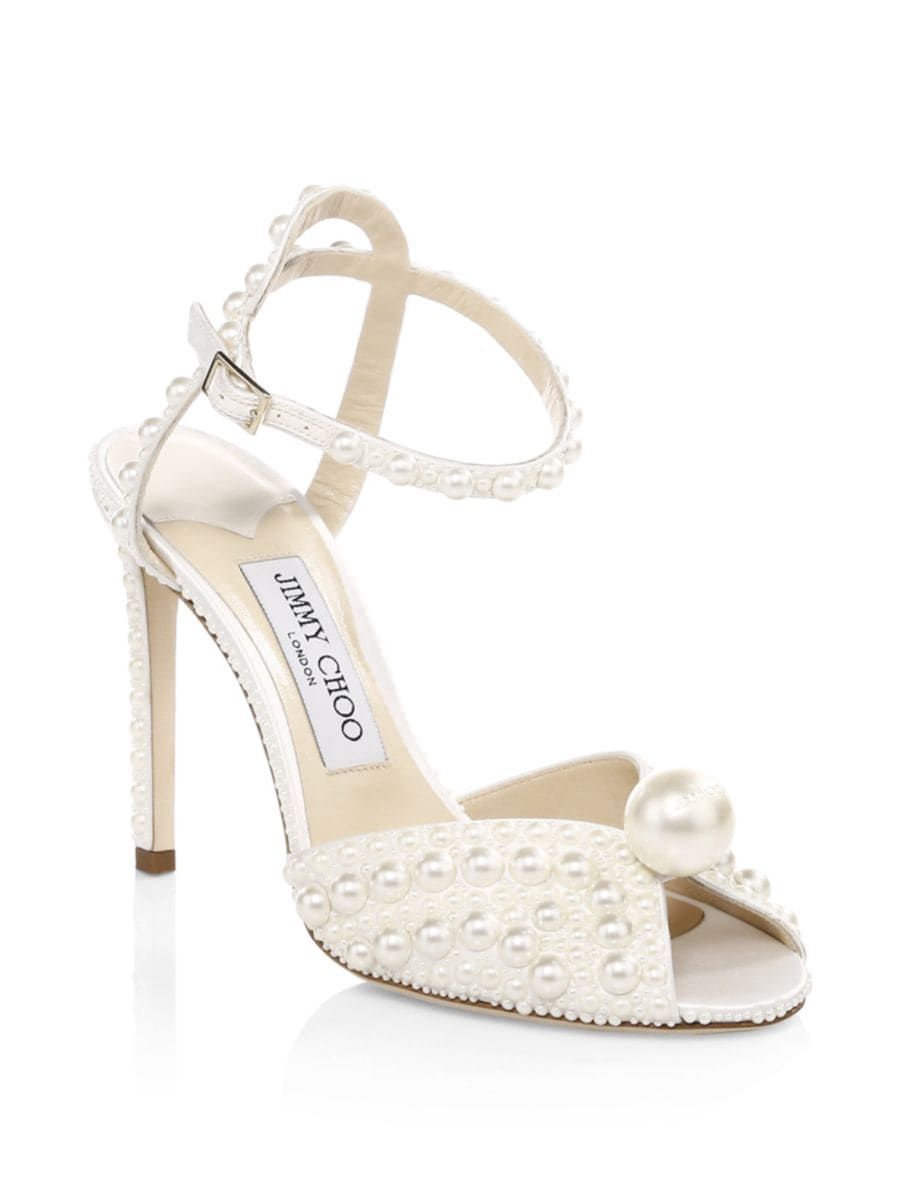 Sacora 100 Embellished Satin Peep-Toe Sandals | Saks Fifth Avenue