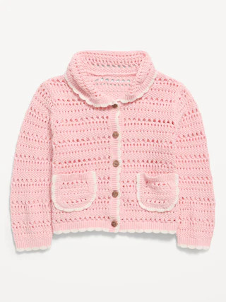 Long-Sleeve Scalloped Trim Cardigan Sweater for Toddler Girls | Old Navy (US)