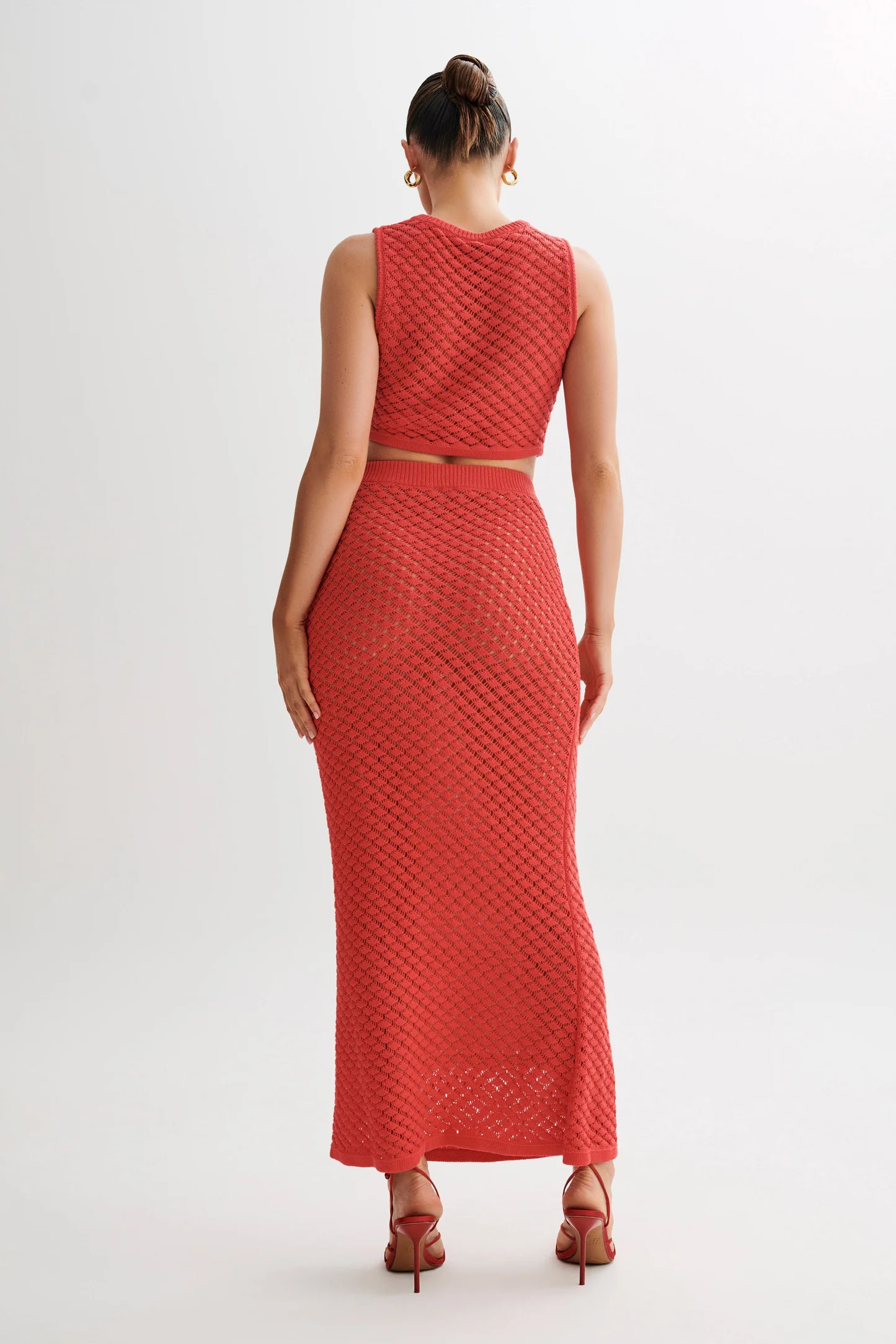 Guiliana Knit Maxi Skirt - Pomegranate | MESHKI US