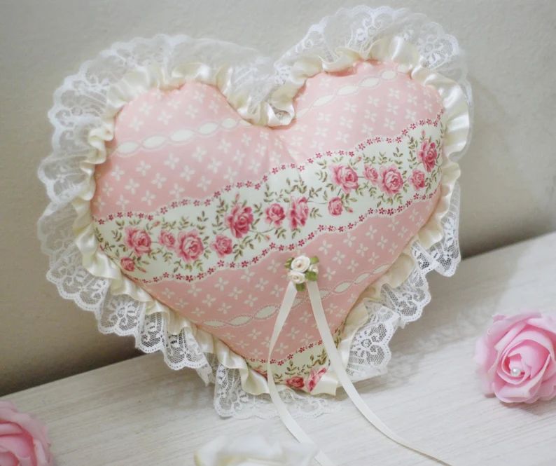 Shabby chic Lolita lace heart pillows | Etsy (US)