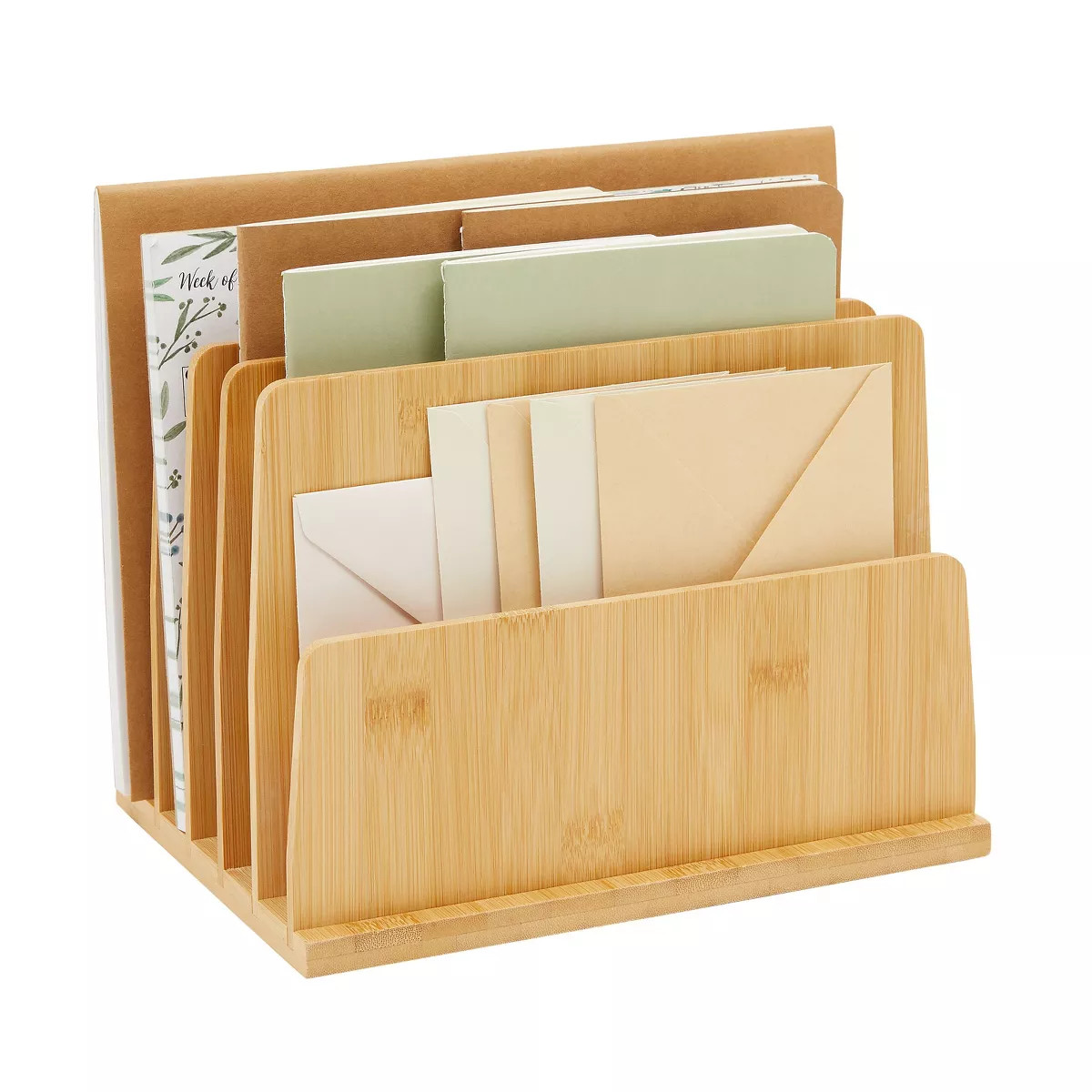 Paper Junkie Bamboo Wooden Mail Holder, File Sorter, File Sorter for Letter and Folder Document S... | Target