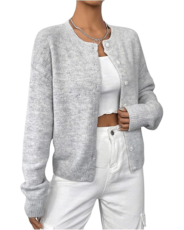 Women's Knit Cardigans Long Sleeve Button Dwon Lightweight Cardigan Sweaters Trendy Fall Outfits | Amazon (US)
