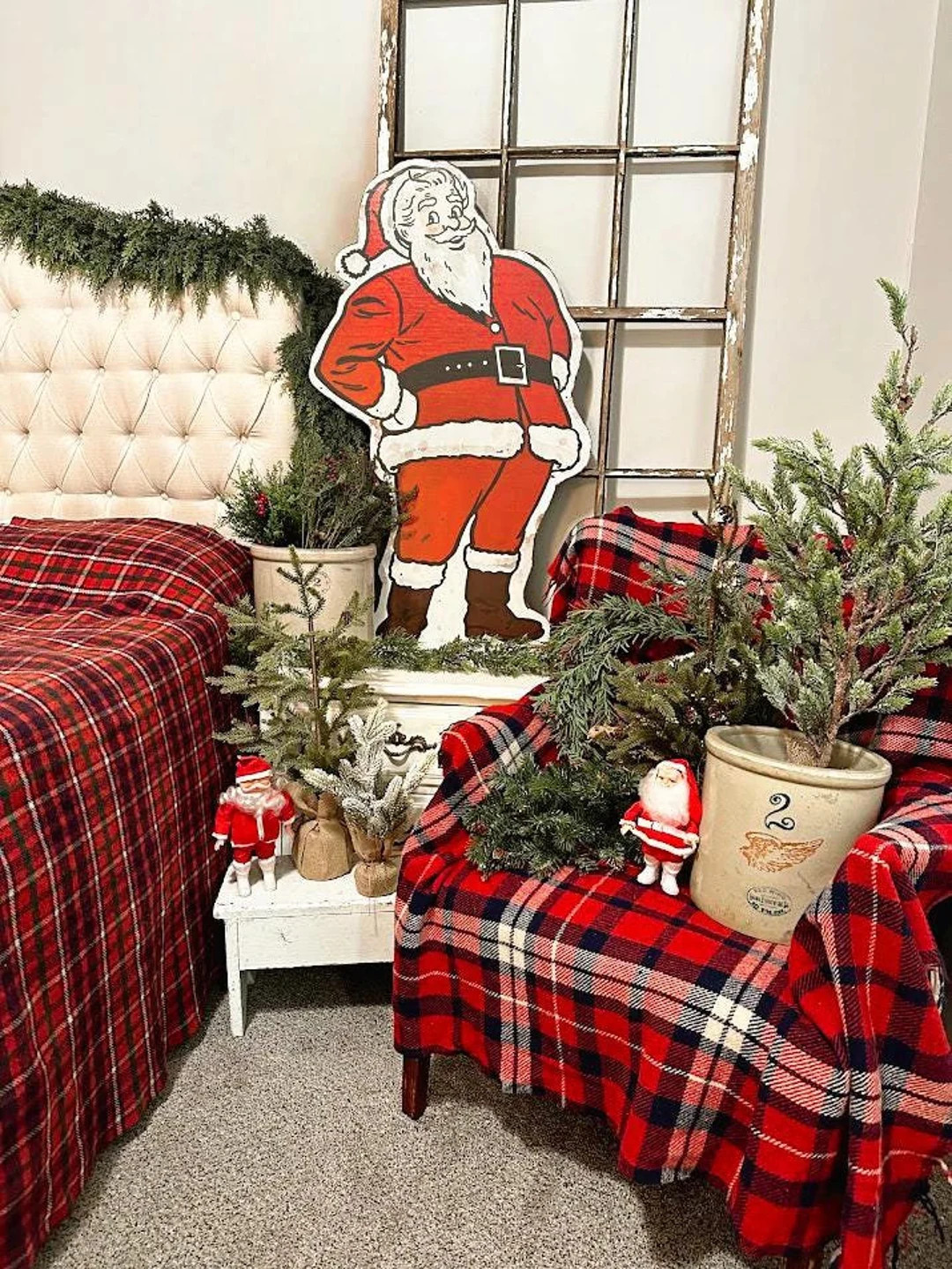 Tall Jolly Santa vintage-inspired wood sign | Etsy (US)