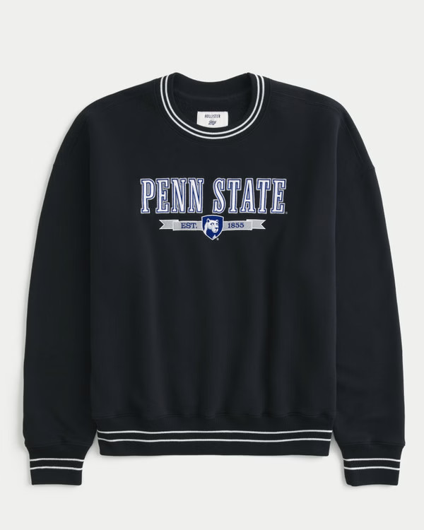 Boxy Penn State University Graphic Crew Sweatshirt | Hollister (US)