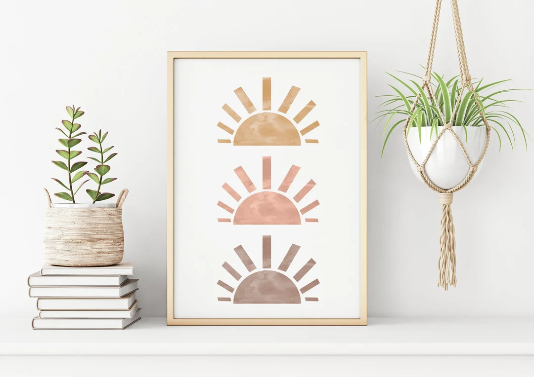 Abstract Sun Printable Wall Art Digital Print Neutral Wall Art Boho Decor Abstract Sunburst Art P... | Etsy (US)