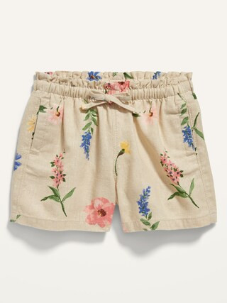 Paperbag-Waist Linen-Blend Shorts for Toddler Girls | Old Navy (US)