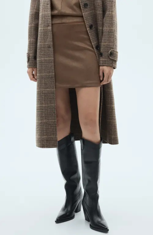 MANGO Faux Leather Miniskirt in Light/Pastel Brown at Nordstrom, Size Small | Nordstrom