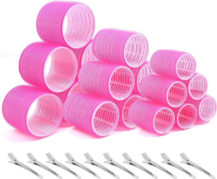 Hair Rollers with Clips Thrilez Self Grip Jumbo Hair Roller Include 63mm 44mm 35mm Hair Curlers R... | Amazon (UK)