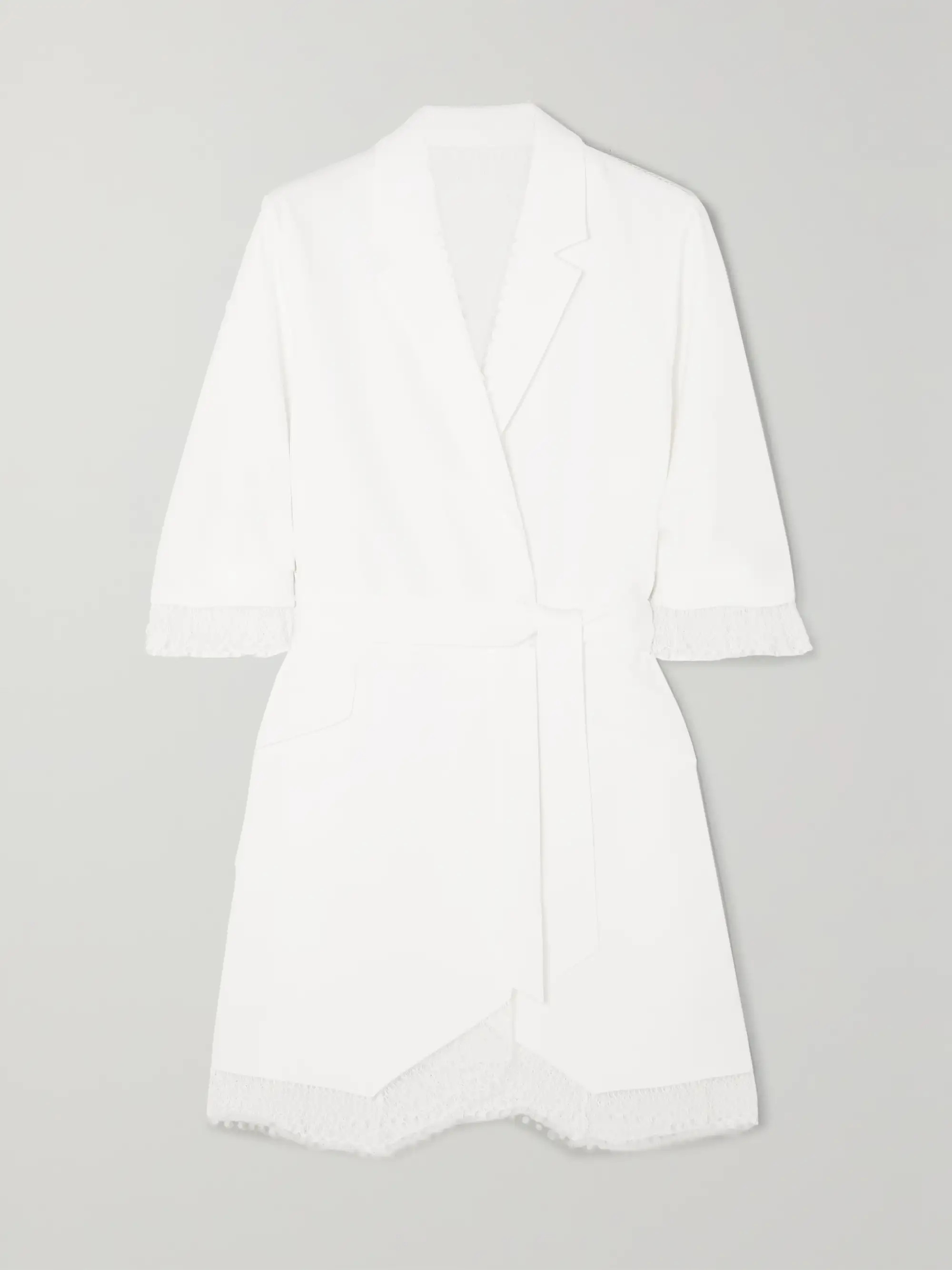 Jax belted lace-trimmed crepe mini dress | NET-A-PORTER (US)
