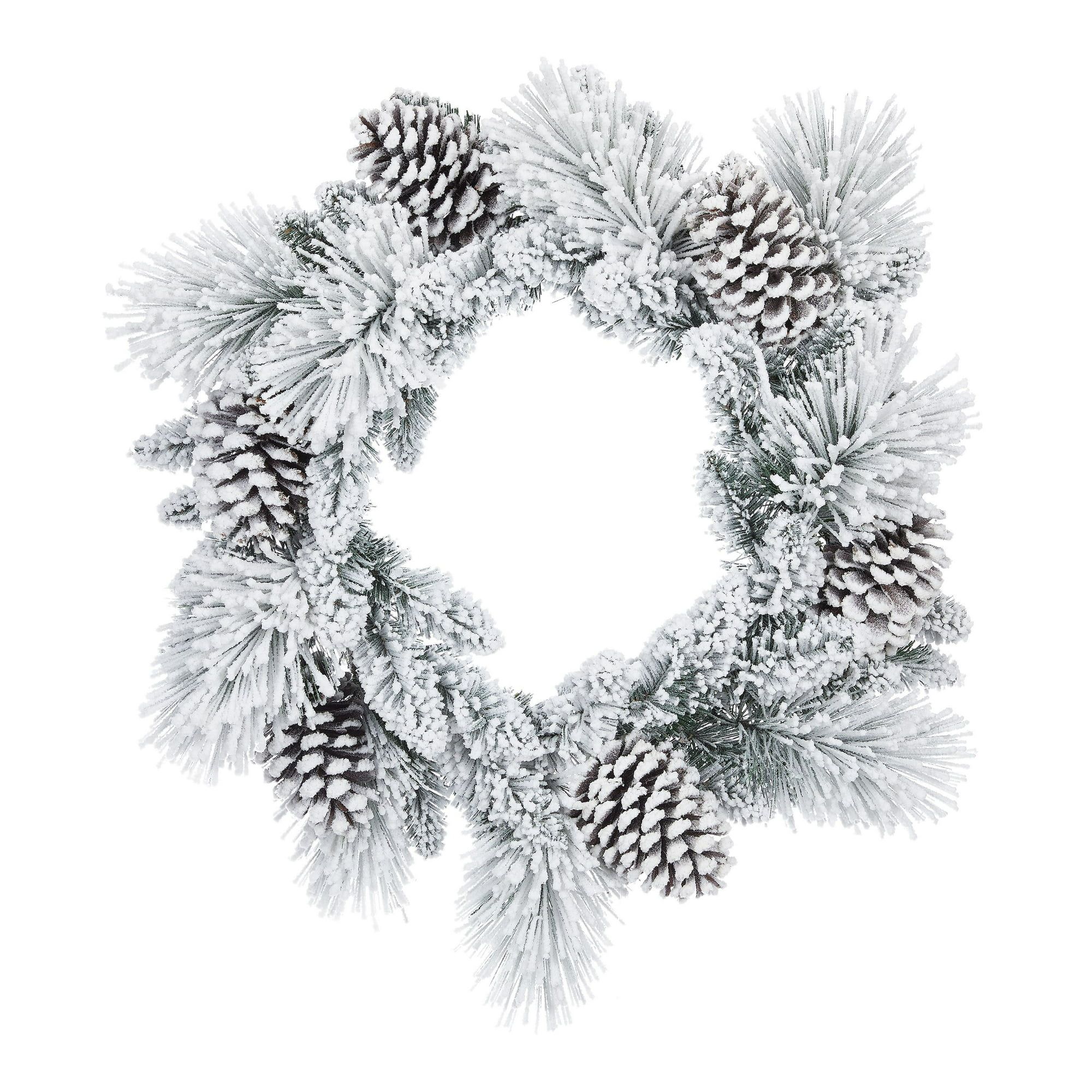 Holiday Time Colorado Flocked Un-Lit Wreath, 24" | Walmart (US)