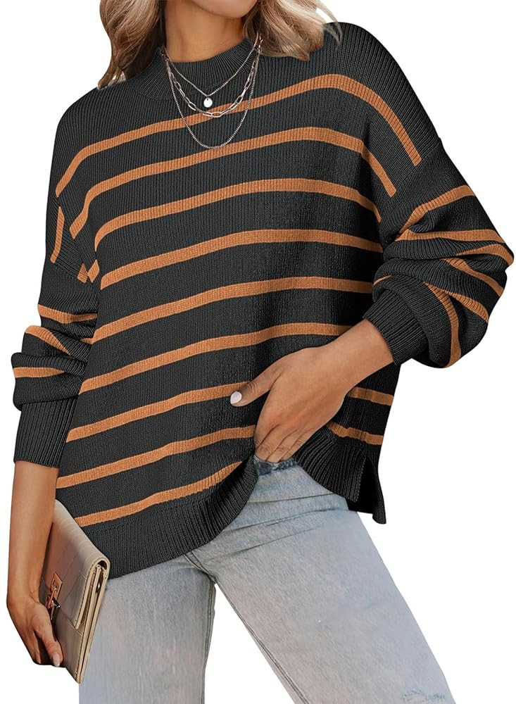 Dokotoo Womens Sweater 2025 Fall Winter Striped Sweaters Casual Trendy Sweater | Amazon (US)