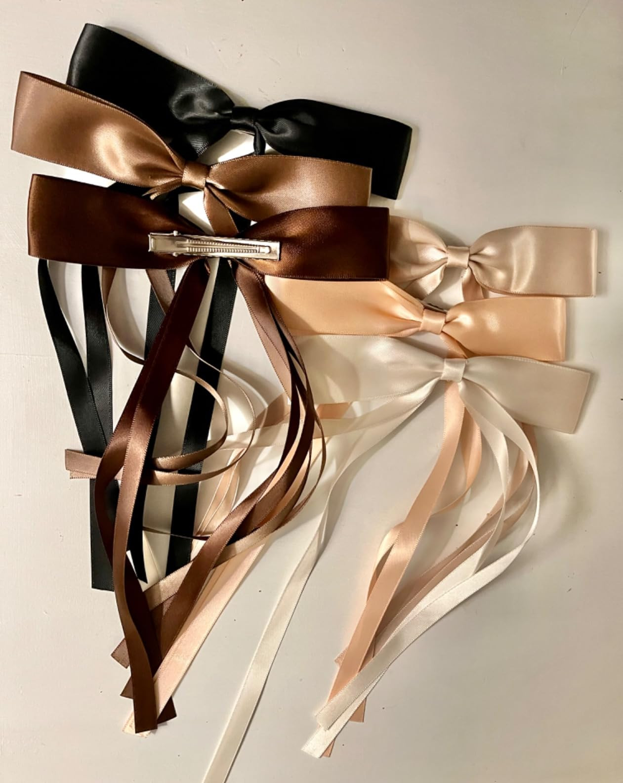 6PCS Bow Hair Clips, Ribbon Hair Clips for Women & Girls, Cute Hair Clips Bows, Solid Hair Bow Cl... | Amazon (US)