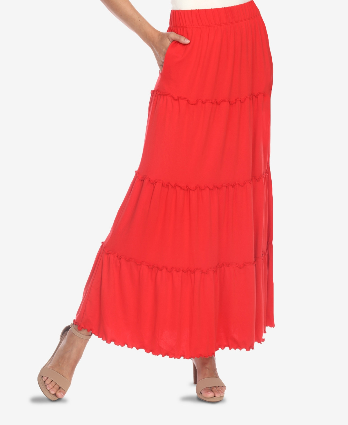 Women's Tiered Maxi Skirt - Red | Macy's