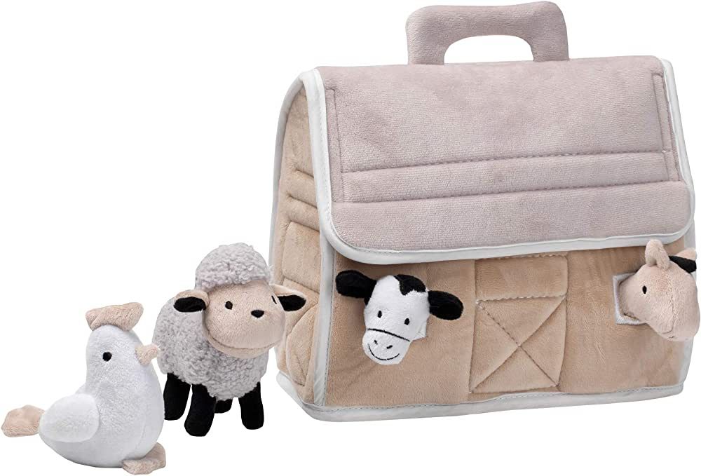 Lambs & Ivy Baby Farm Plush Barn with 4 Stuffed Animals Toy - Taupe/Gray/White | Amazon (US)