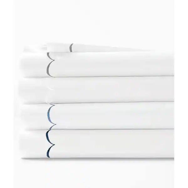 Home Sweet Home Collection 600TC Cotton Scallop Embroidery Sheet Set & Pillowcases | Bed Bath & Beyond