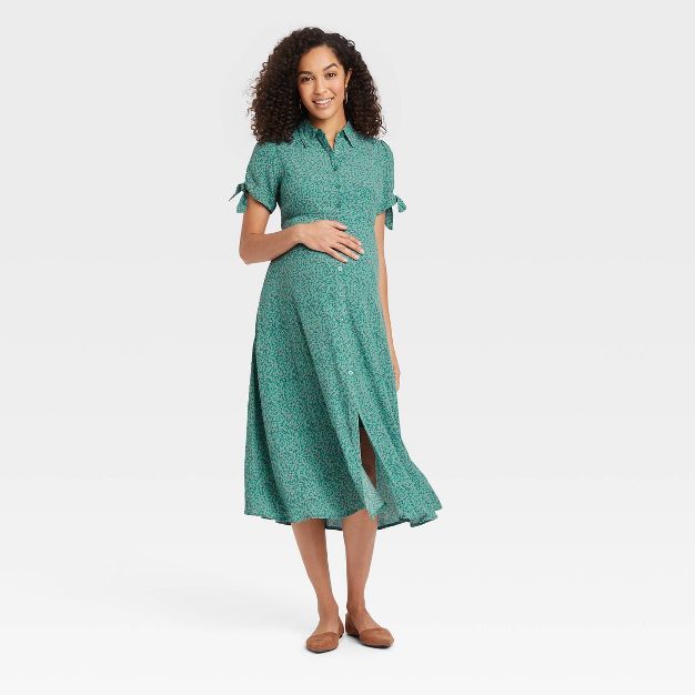 The Nines by HATCH™ Tie Short Sleeve Shirt Maternity Dress Floral | Target