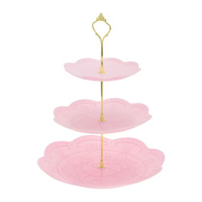Unique Bargains Halloween Christmas 3 Tier Dessert Cupcake Stand Holder Round with Tiered Serving Tray for Donuts Fruits Pink Gold Tone | Target