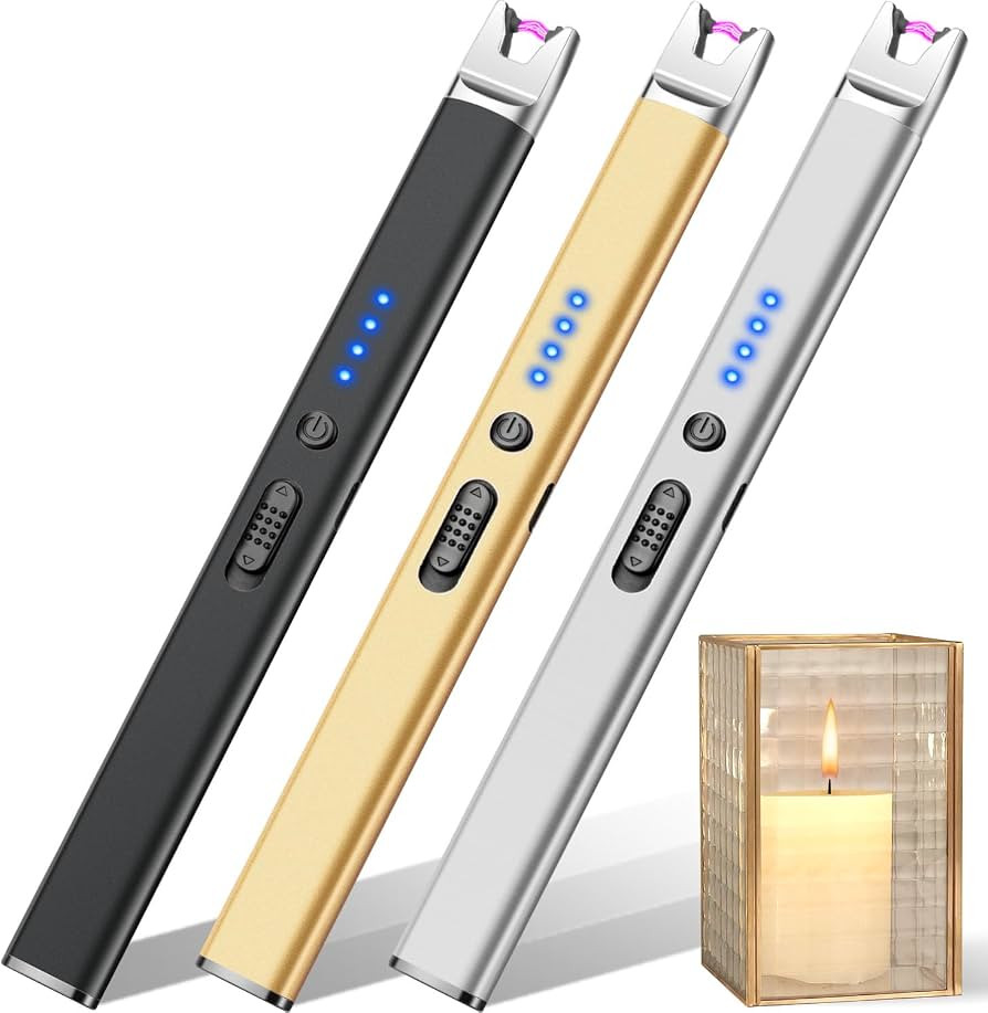 LcFun 3 Pack Candle Lighter Electric USB Rechargeable Plasma Arc Lighter with Safety Lock, Windpr... | Amazon (US)