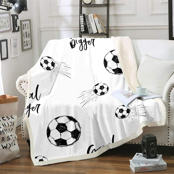 Loussiesd Jungen Fußball Flanell Fleecedecke Sportthema Wohndecke Kinder Fußball Muster Kuschel... | Amazon (DE)