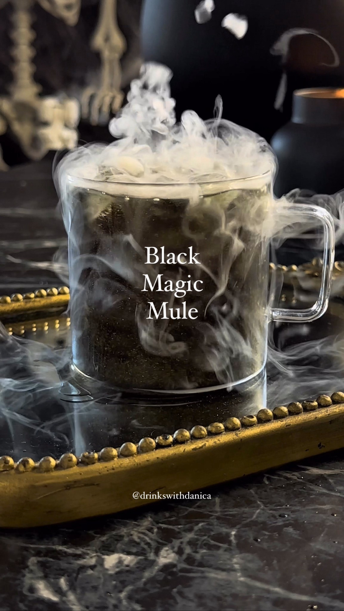 Black Magic Mule 🖤

Follow me on Instagram and TikTok @drinkswithdanica for this recipe and more 